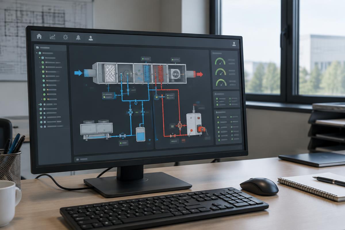 BMS display showing an air handling unit diagram
