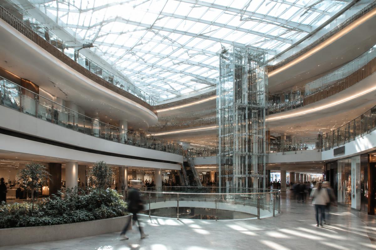 Shopping centre atrium with a skylight